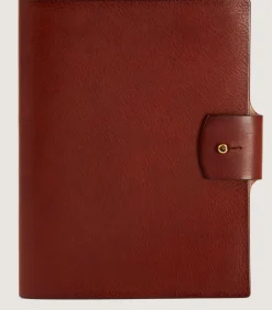 A5 Grain Leather Folio In Brown