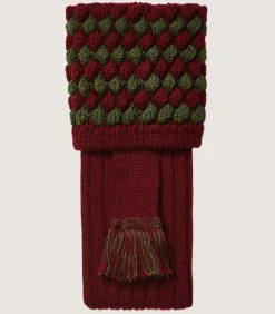 Bobble Top Socks With Garters In Audley Red
