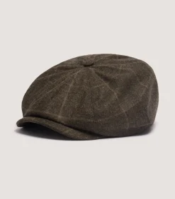 Dalby Check Loden Bakerboy Cap In Forest Green