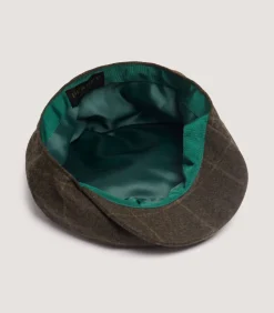 Dalby Check Loden Bakerboy Cap In Forest Green