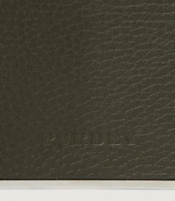 Grainy Leather Hip Flask In Olive Green