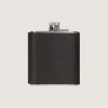 Grainy Leather Hip Flask In Dark Brown
