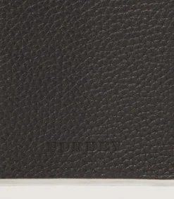 Grainy Leather Hip Flask In Dark Brown