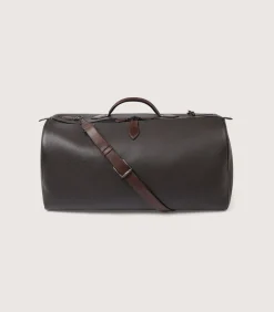 Leather Duffle Holdall Loader In Dark Brown