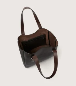 Leather Tote Keeper In Dark Brown