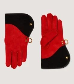 Long Falconry Glove Single Thickness - Black & Orange In Black