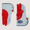 Long Falconry Glove With Pocket - Sky & Orange In Sky Blue