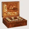 Marquetry Box With Silver Cups In Natural