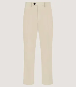 Men'S Brushed Cotton Twill Flat Front Trousers In Stone