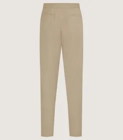 Men'S Brushed Cotton Twill Flat Front Trousers In Khaki
