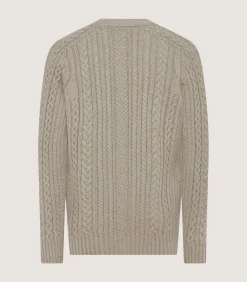 Men'S Cashmere Cable And Rib V Neck Cardigan In Drab