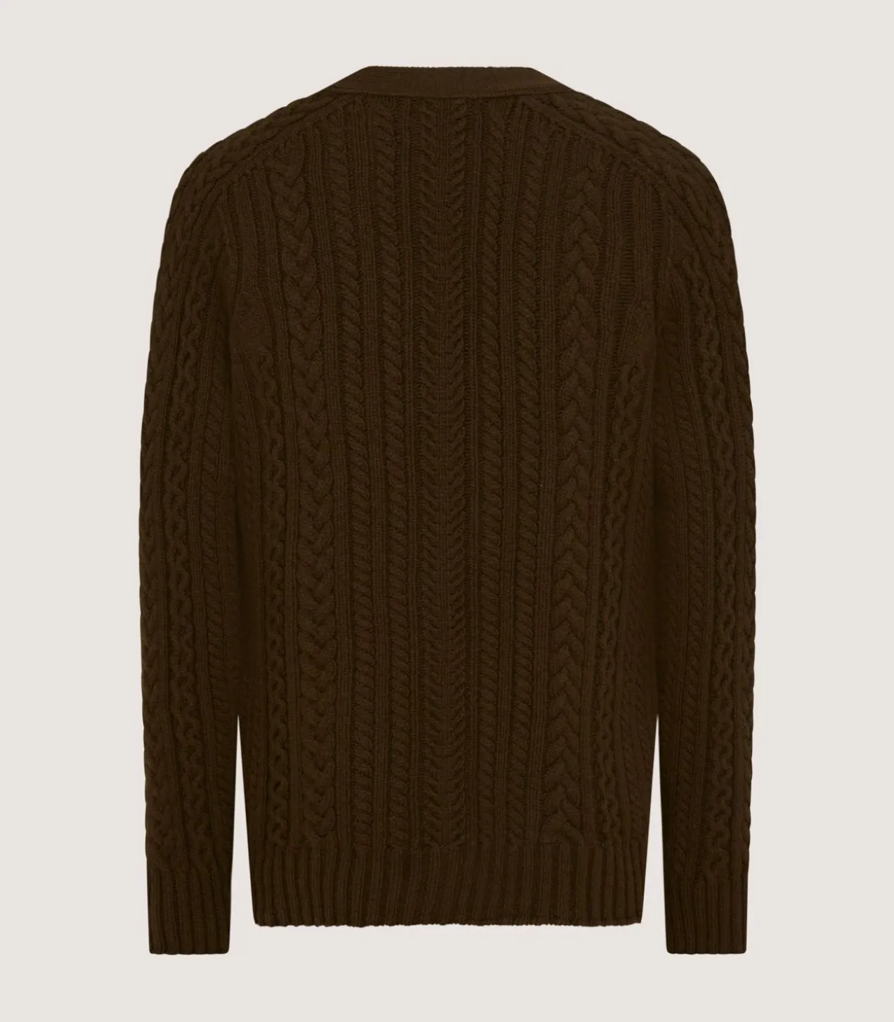 Men'S Cashmere Cable And Rib V Neck Cardigan In Military