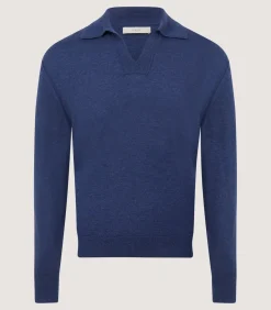 Men'S Cashmere Duke Polo In Canvas Blue
