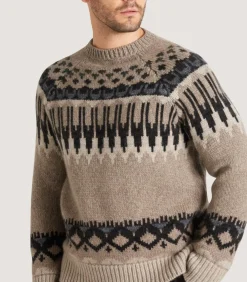 Men'S Cashmere Fairisle Falcon Crew Neck Sweater