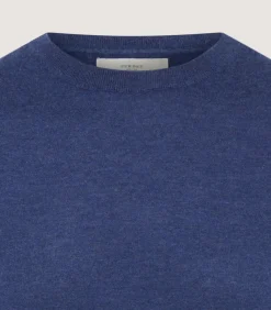 Men'S Cashmere Seamless Crew Neck In Canvas Blue