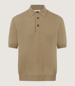 Men'S Cotton Cashmere Fine Gauge Short Sleeve Polo In Twine