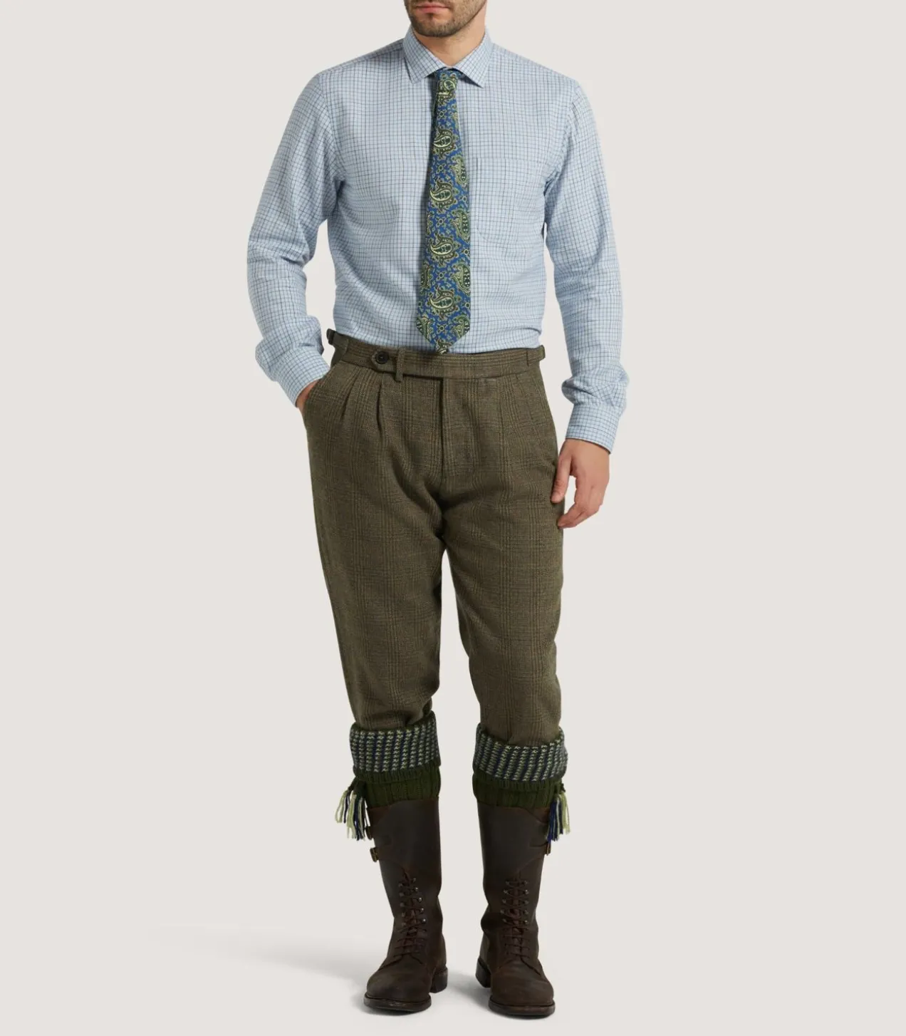 Men'S Cotton Cashmere Sporting Shirt In Loch Blue