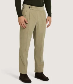 Men'S Cotton Corduroy Side Buckle Trouser In Pale Stone
