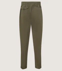 Men'S Dark Olive Cotton Dart Front Trousers