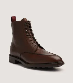 Men'S Grain Leather Ankle Boot In Dark Brown