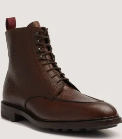 Men'S Grain Leather Ankle Boot In Dark Brown