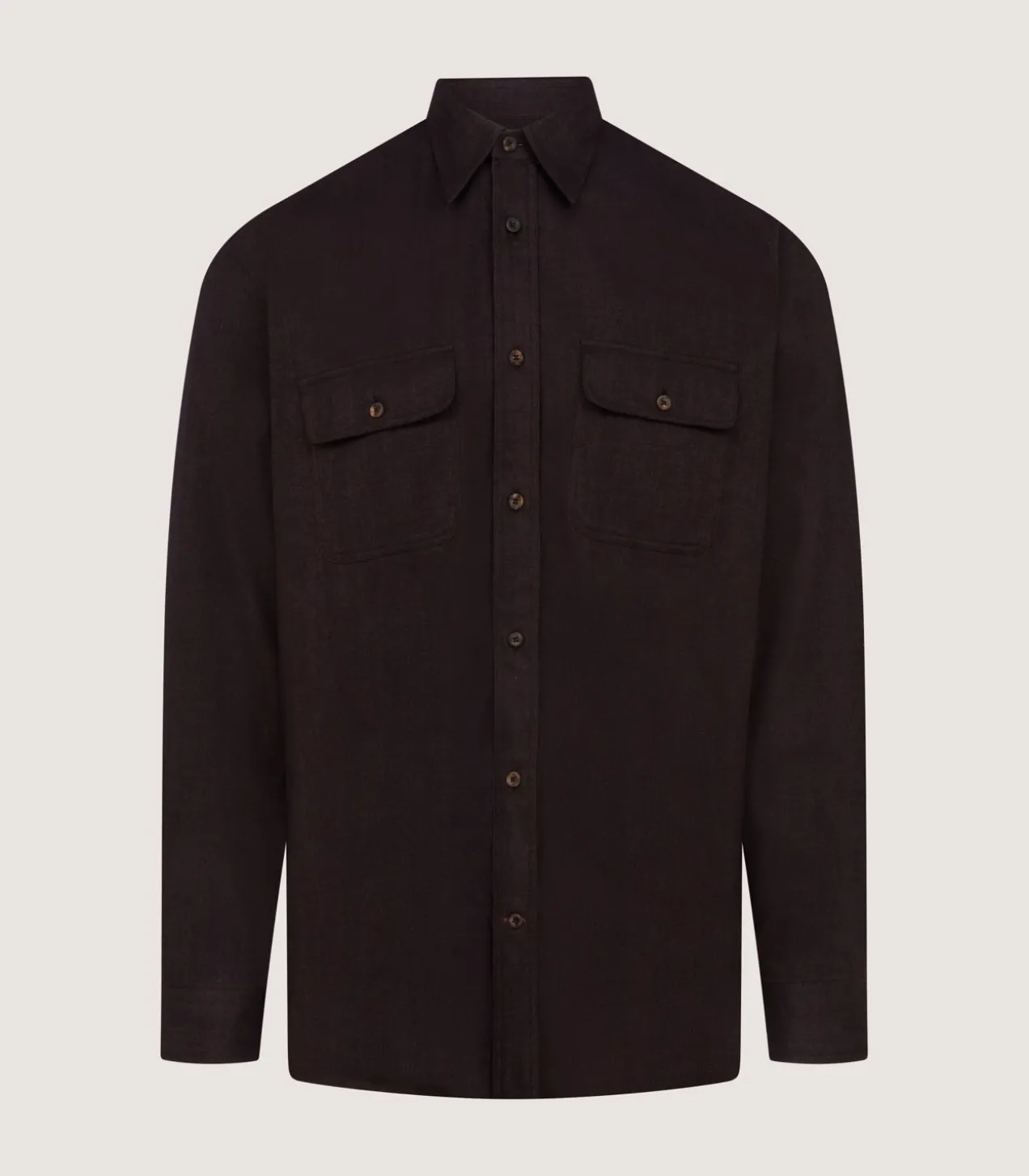 Men'S Herringbone Double Pocket Shirt In Walnut