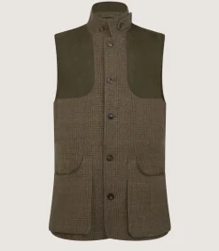Men'S Tweed High Collar Sporting Vest In Morlich