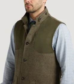 Men'S Tweed High Collar Sporting Vest In Morlich