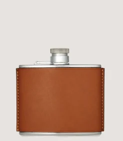 4Oz Leather Flask In Dark Brown