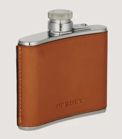 4Oz Leather Flask In Dark Brown