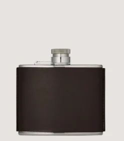 4Oz Leather Flask In Dark Brown