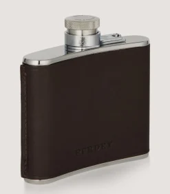4Oz Leather Flask In Dark Brown