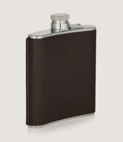 6Oz Leather Flask In Dark Brown