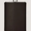 8Oz Leather Flask In Dark Brown