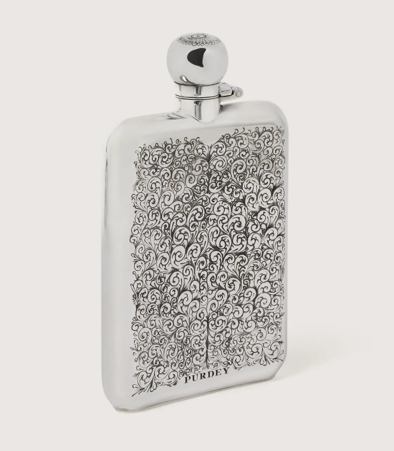 6Oz Sterling Silver Gun Scroll Engraved Flask With Walnut Case