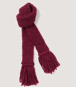 Saltby Handknitted Wool Garter In Burgundy