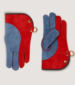 Short Falconry Glove Double Thickness - Orange & Slate In Orange