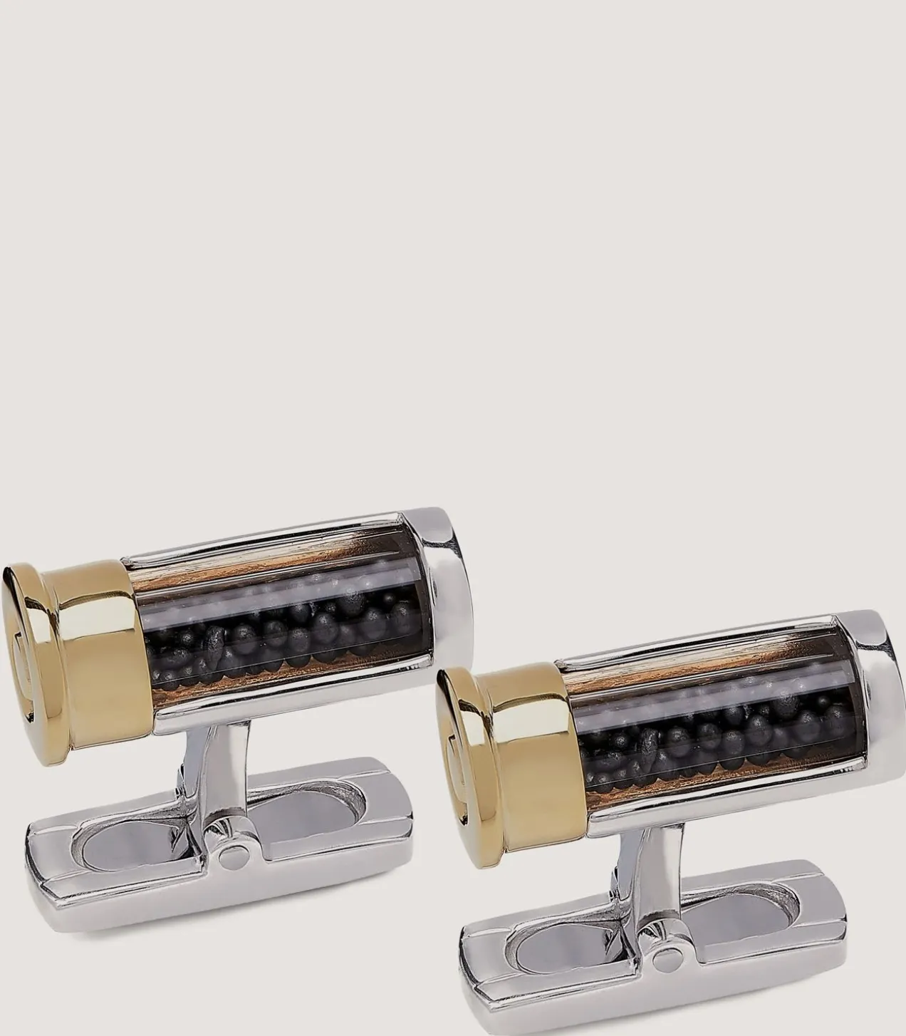 Silver Cartridge Cufflinks With Loose Shot In Silver