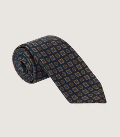 Small Medallion Madder Tie In Tan