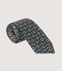 Small Medallion Madder Tie In Buff