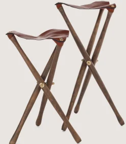 Tripod Seat With Dog Lead - 75Cm In Dark Brown