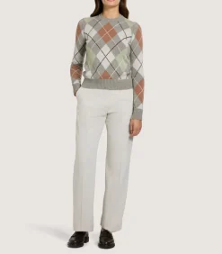 Women'S Cashmere Argyle Crew Neck Sweater In Flint