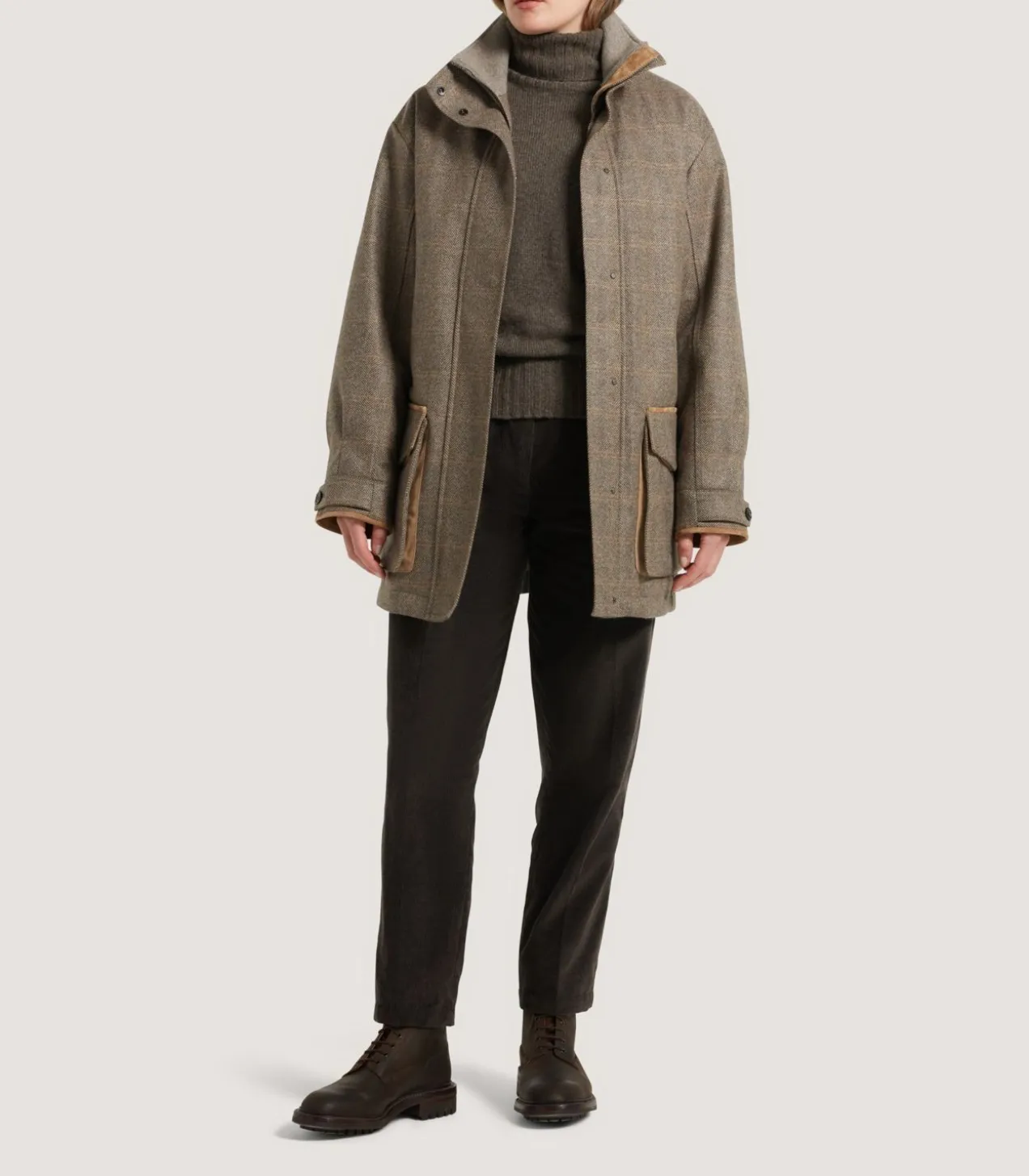 Women'S Cashmere Tweed Raglan Field Coat