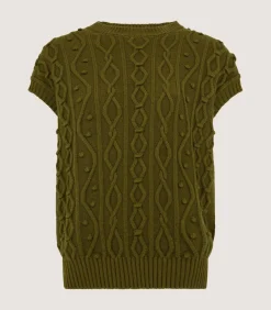 Women'S Cotton Cashmere Aran Crew Neck Tank In Olive