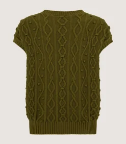 Women'S Cotton Cashmere Aran Crew Neck Tank In Olive