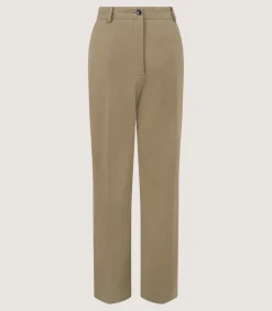 Women'S Cotton Flat Front Trouser In Dark Olive