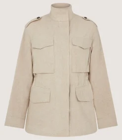 Women'S Cotton Linen Field Jacket In Pale Stone