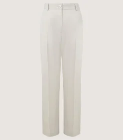 Women'S Cotton Wool Flat Front Trouser In Pale Stone