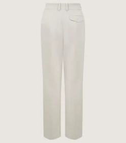 Women'S Cotton Wool Flat Front Trouser In Pale Stone