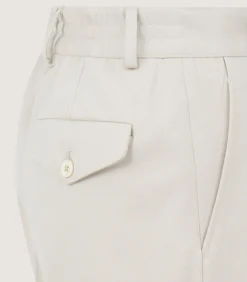 Women'S Cotton Wool Flat Front Trouser In Pale Stone